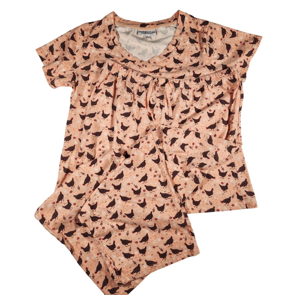 Chicken Pajamas! Catalog Favorites 100% Cotton Peach Pajama Set Size Large‎